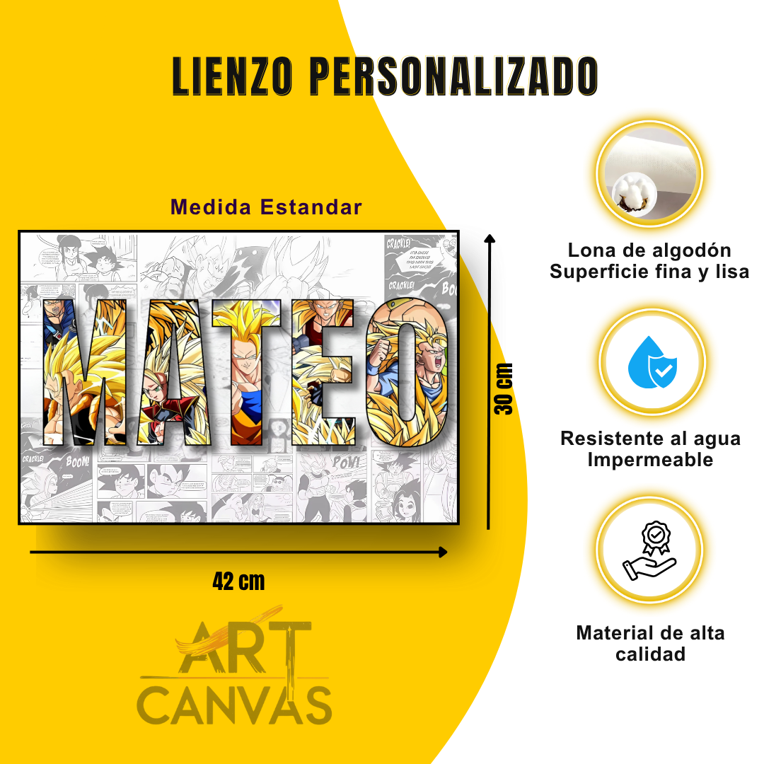 Lienzo de Sayajin Personalizado Anime Retro